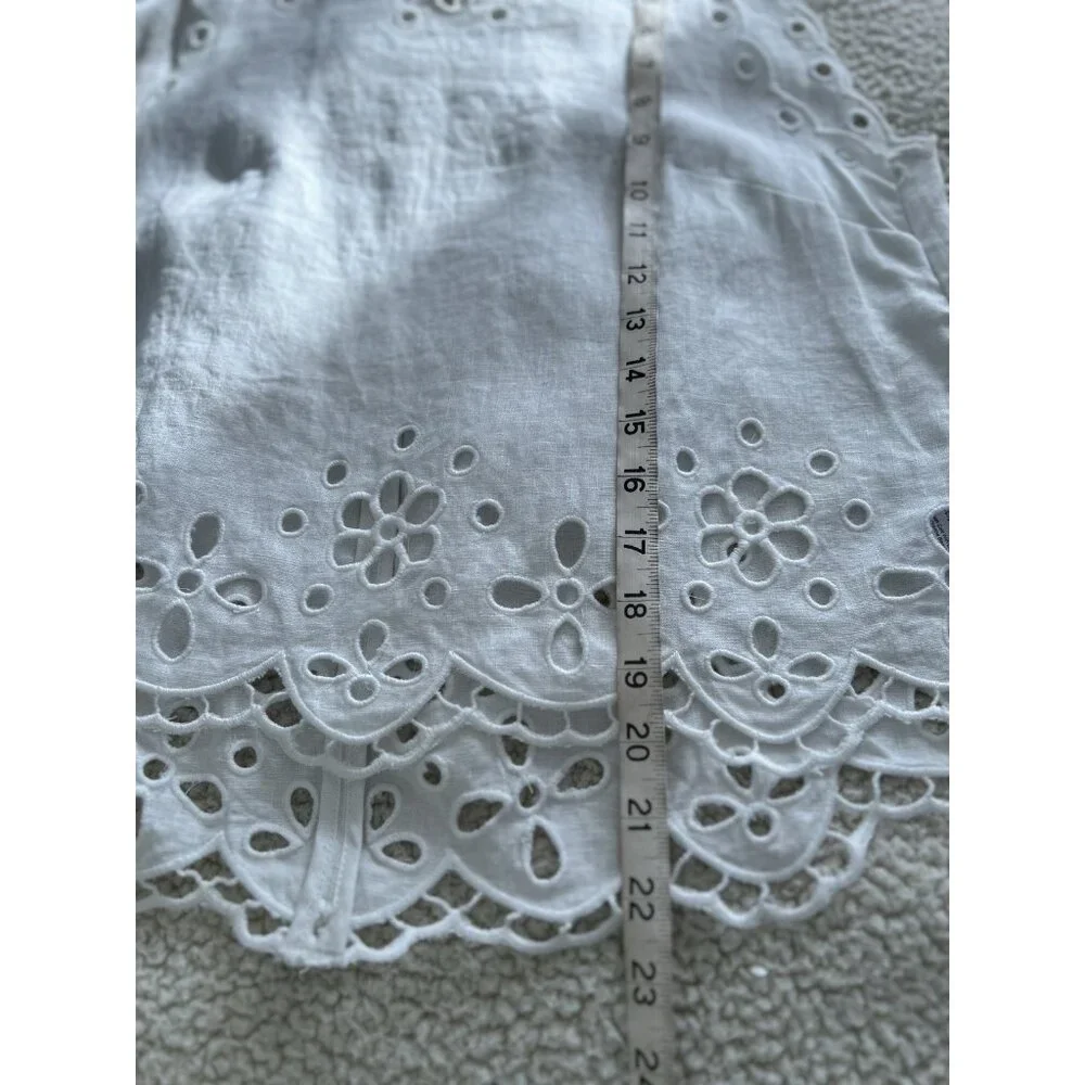 Madewell $118 Women's Embroidered Eyelet High-Low Tank White Salt Linen XS NV191 - Picture 13 of 15